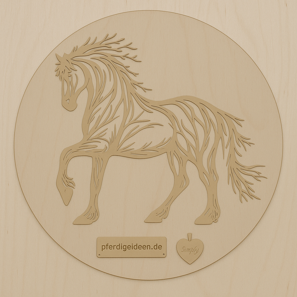 Pferd aus Metall auf Holz mit Namensschild aus Metall inkl. Herz  (ca. 30x30cm) - Handmade - DIE pferdige Geschenkidee !  (Versandkostenfrei!)