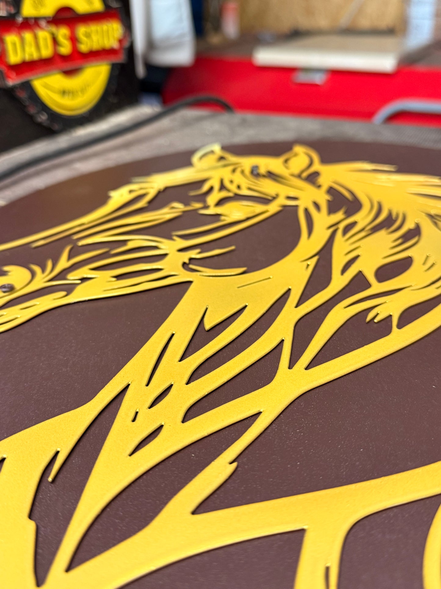 Pferdekopf aus Metall auf Holz mit Namensschild aus Metall inkl. Herz (ca. 40x38cm) - Handmade - DIE pferdige Geschenkidee ! (Versandkostenfrei!)